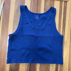 Aerie Cropped Distressed Rib-Knit Baby Tank Top